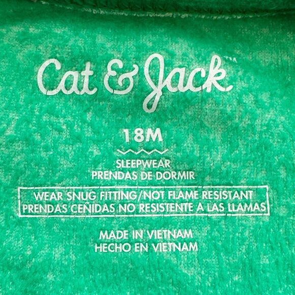 Cat & Jack Kids Long Sleeve Velour Style Dino Print Pajama Set. PJs. 18 Months. - Picture 4 of 6